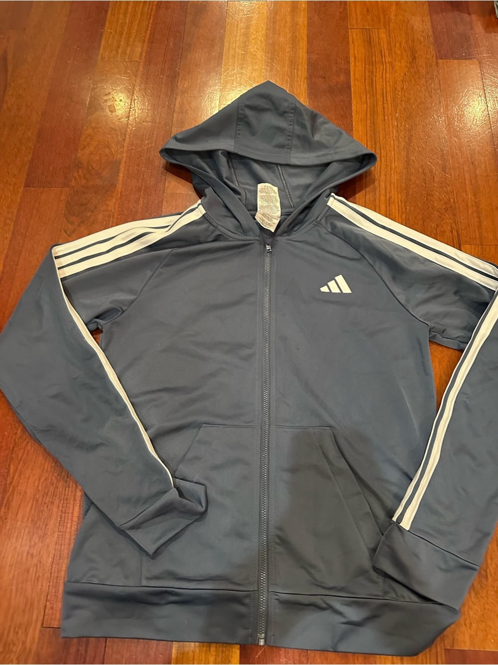 adidas Kids Dark Gray Hooded Zip Sweatshirt